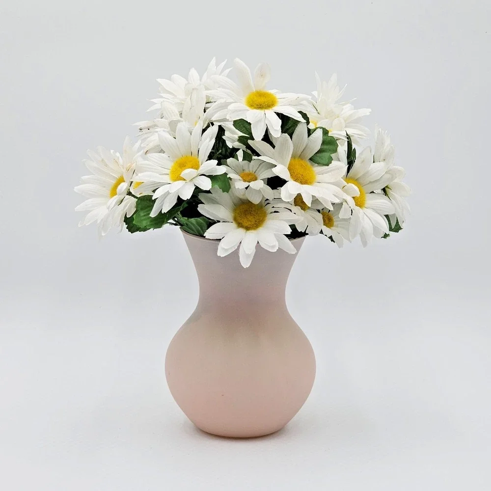 Gorgeous Frosted Satin Glass Vase Hourglass Blush Pink Peach Made in Mexico 6